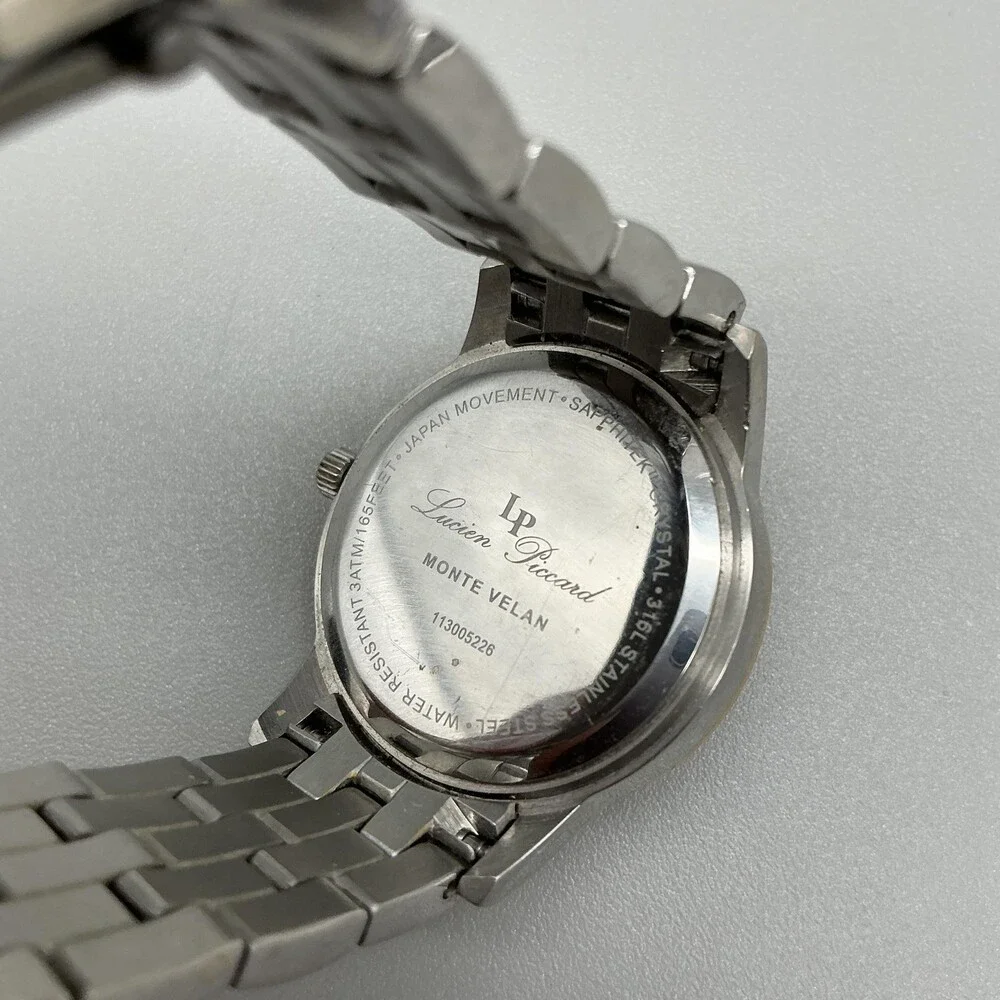 Lucien Piccard Monte Velan Women Watch 31mm Black Dial Two Tone New Battery 6.5